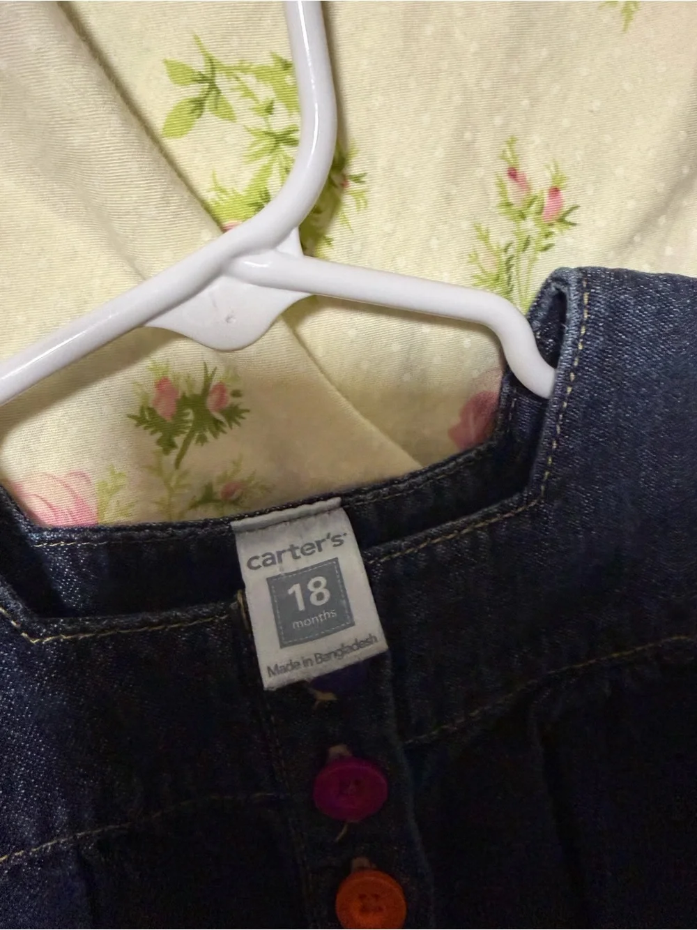 Carter's Denim Short-Sleeve Dress with Colorful Buttons - Blue